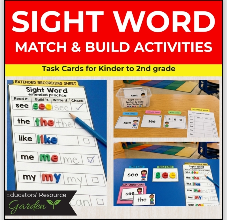 Sight Word Literacy Center Activities | See, Build, Write, Check4 in 1 full pack
