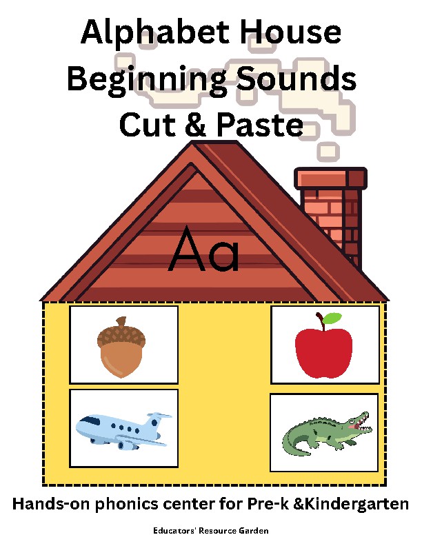 Alphabet House Beginning Sounds Cut & Paste