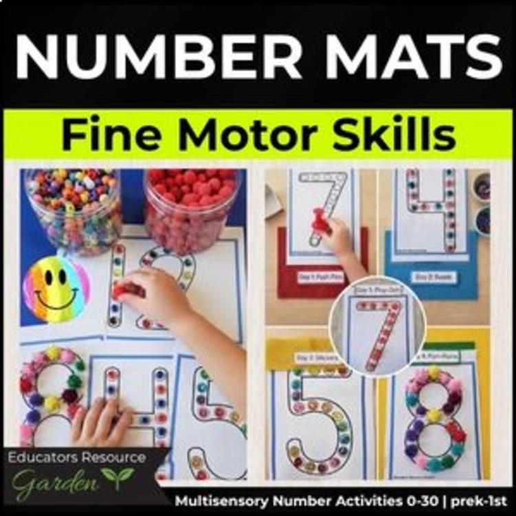 Number Recognition Mats 0-30 I Fine Motor Math Activities for PreK- 1st Grade