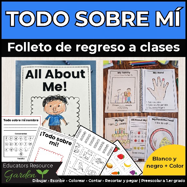 All About Me in Spanish |Todo Sobre Mí |Back to School | Pre-K to 2nd Grade