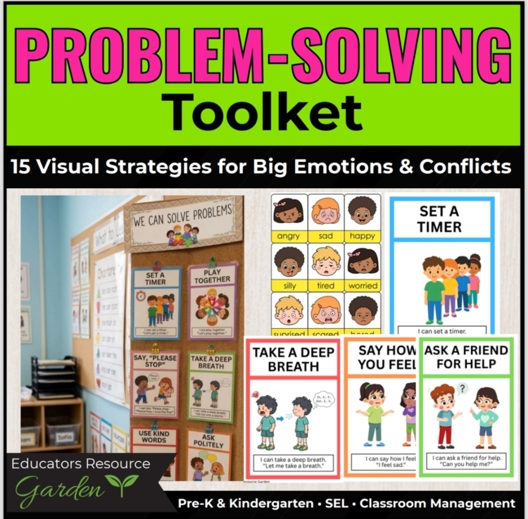 Problem Solving Toolkit | Visual Strategies | SEL & Conflict Resolution PreK-1st