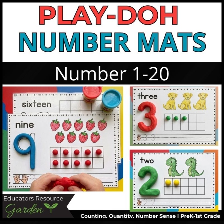 Playdoh Number Mats 1–20 | Counting, Ten Frames & NumberTracing | Pre-K-1stGrade