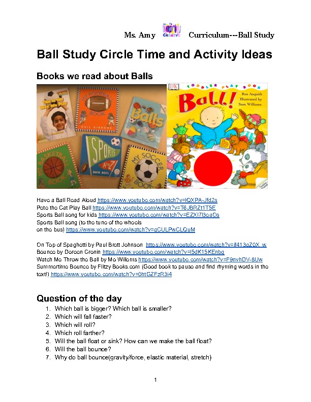 Ball Study(Circle time and activities)--creative curriculum